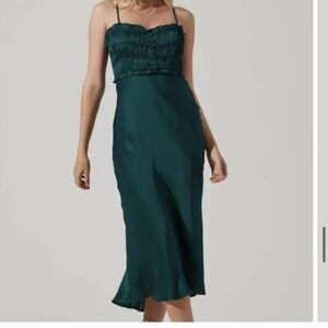 Astr the Label Zola Shirred Satin Midi Dress Fairy Wedding